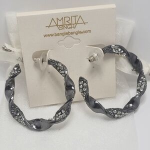 *NWT* Beth Earrings (Gunmetal tone hoop earrings)